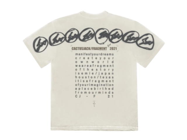 Travis Scott Travis Scott Cactus Jack For Fragment Manifest T-shirt Cream - view 2