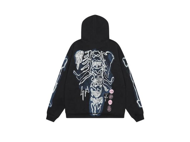 Travis Scott Travis Scott Cactus Jack x Fragment 2021 Skeleton Hoodie Black - view 3