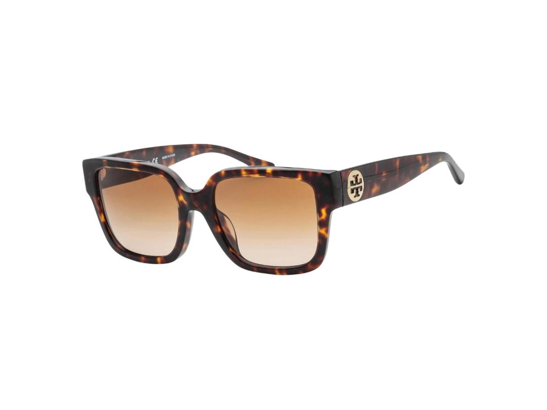 Tory Burch Tory Burch Reva Rectangular Sunglasses Havana Acetate Gradient Lens