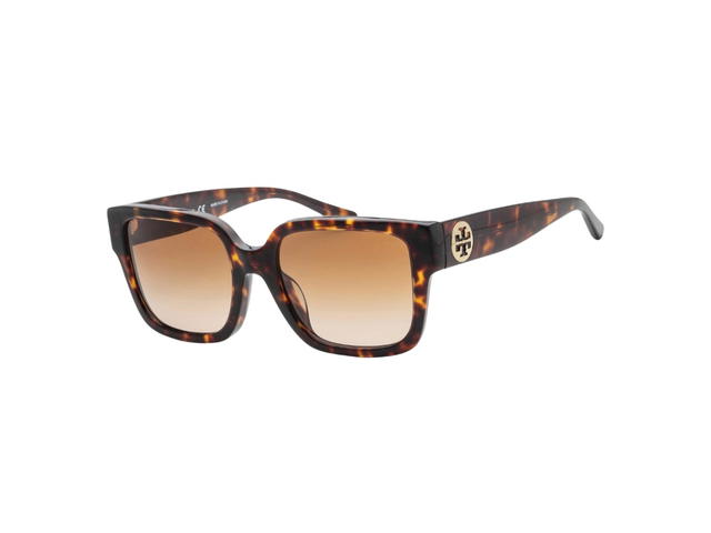 Tory Burch Tory Burch Reva Rectangular Sunglasses Havana Acetate Gradient Lens - view 1