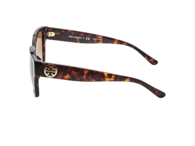 Tory Burch Tory Burch Reva Rectangular Sunglasses Havana Acetate Gradient Lens - view 2
