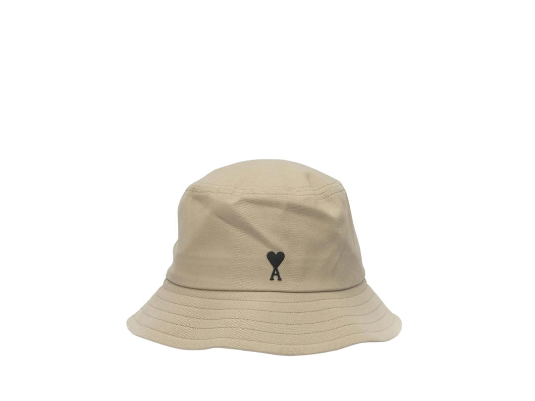 Ami Paris Ami Paris Logo Embroidered Bucket Hat Beige