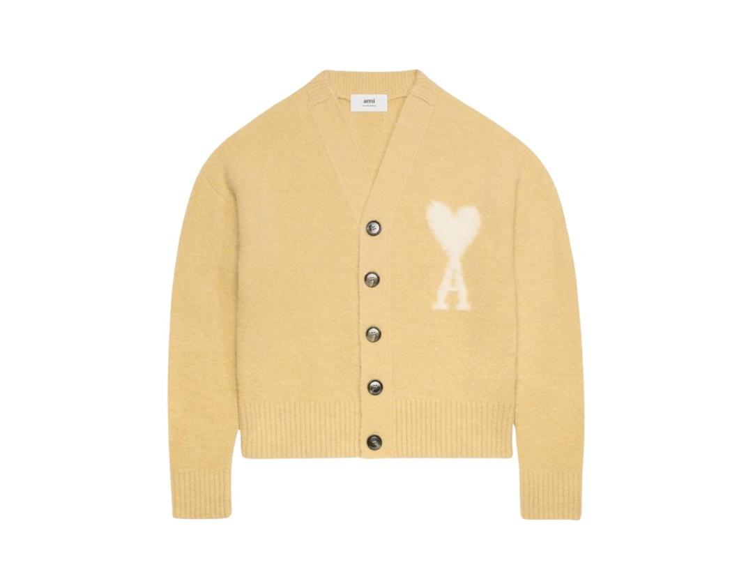 Ami Paris Ami Paris AMI de Coeur Cloudy Wool Cardigan Vanilla Cream ivory (W)
