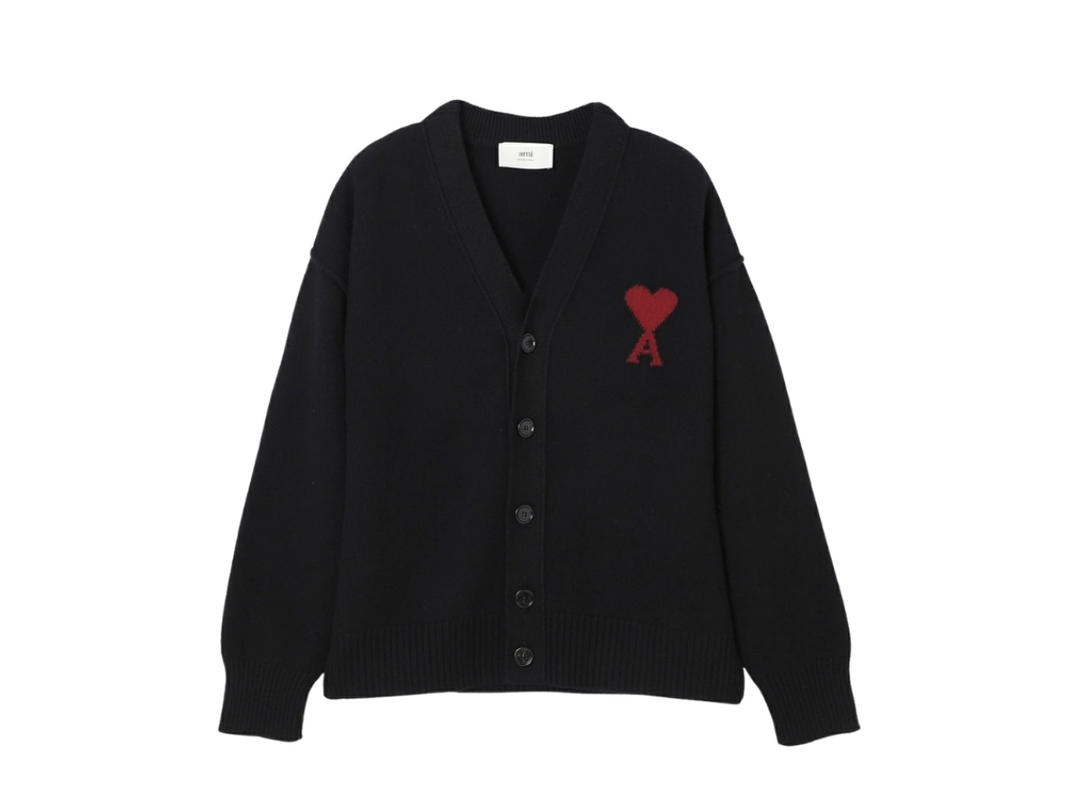 Ami Paris Ami Paris AMI de Coeur Cardigan Black Red
