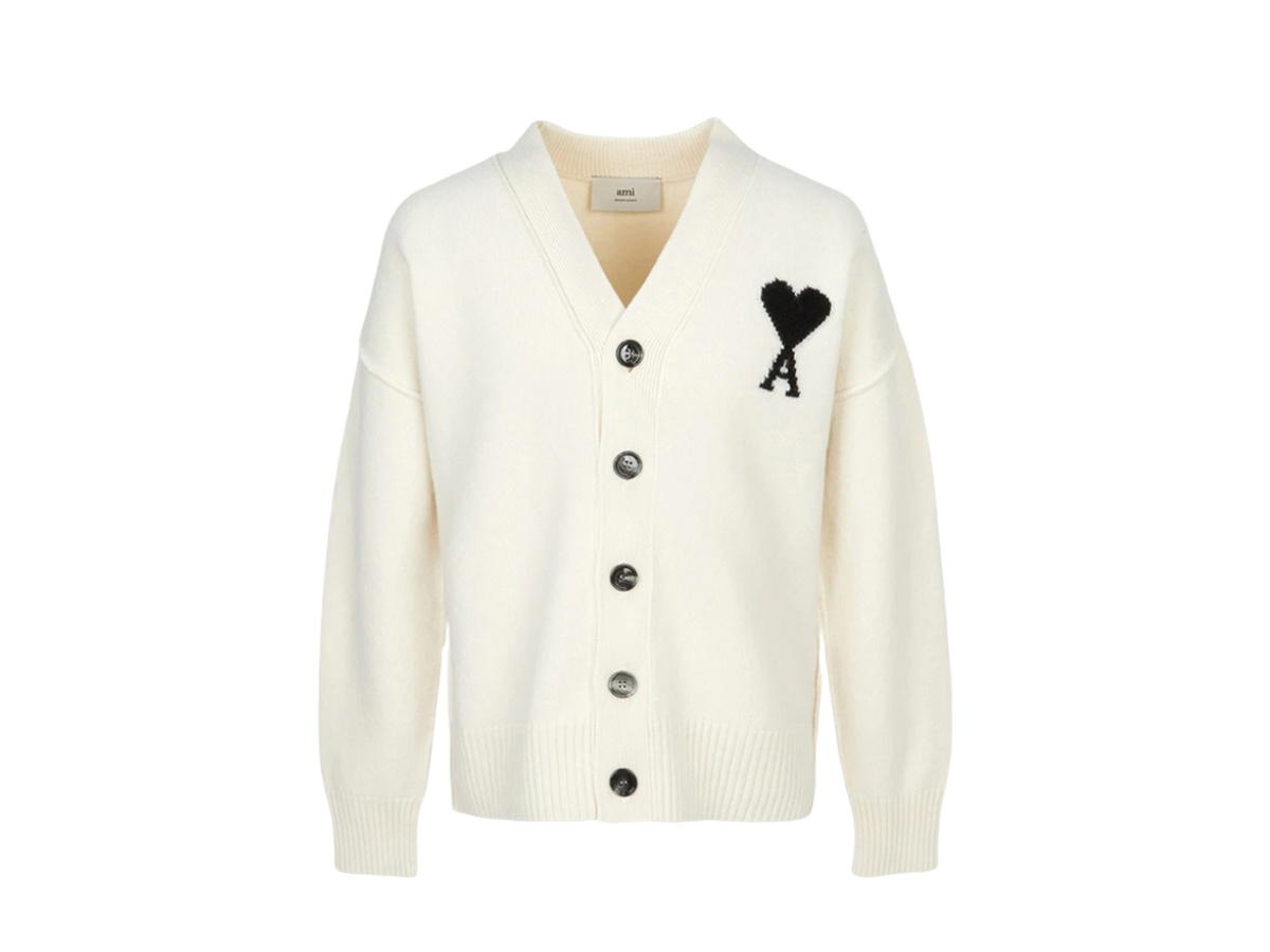 Ami Paris Ami Cardigan Ivory