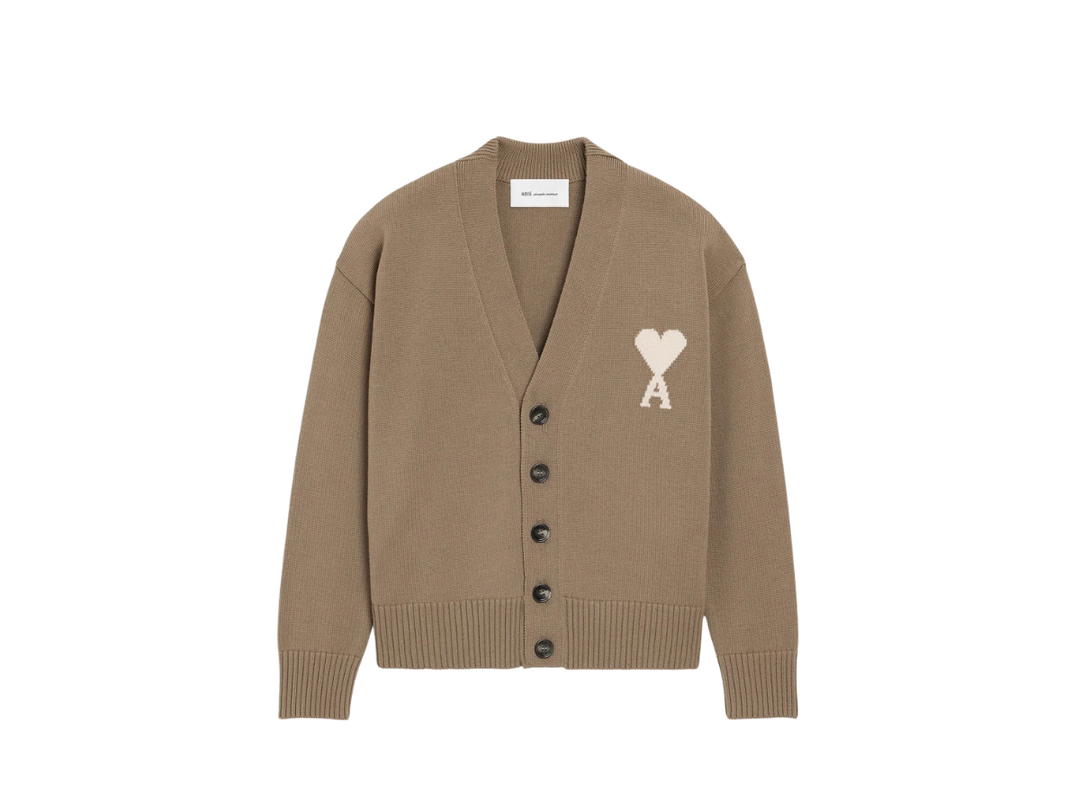 Ami Paris Ami Paris De Coeur Cardigan Beige