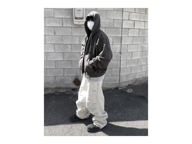 Undermycar Undermycar Mu.18 Anti Fxxking Logo Play Oversized Hood Zip Up Asphalt - view 2
