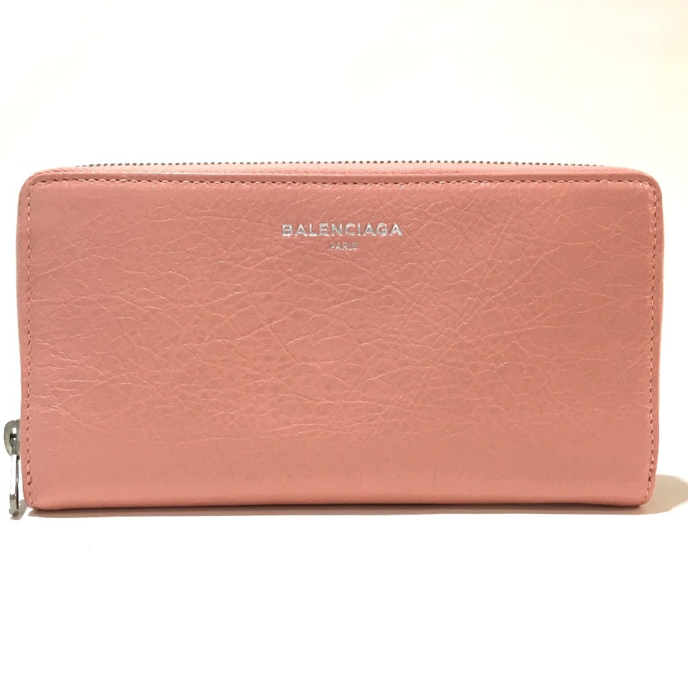 Balenciaga UNUSED BALENCIAGA Zip Around Exclusive Wallet PinkBeige Leather 419805