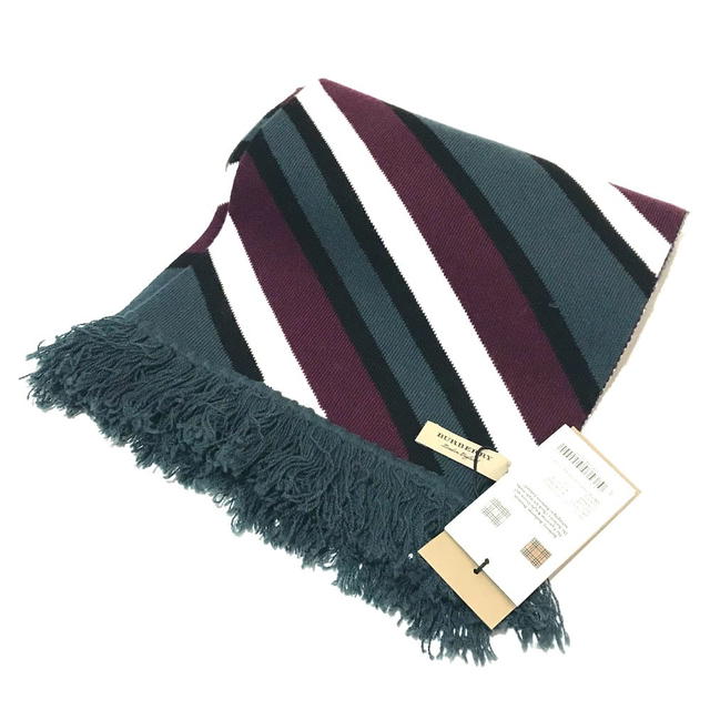 Burberry UNUSED Burberry 4075353 Tri-tone Striped Scarf Green x Multicolore - view 1