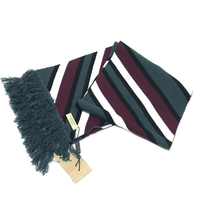 Burberry UNUSED Burberry 4075353 Tri-tone Striped Scarf Green x Multicolore - view 5