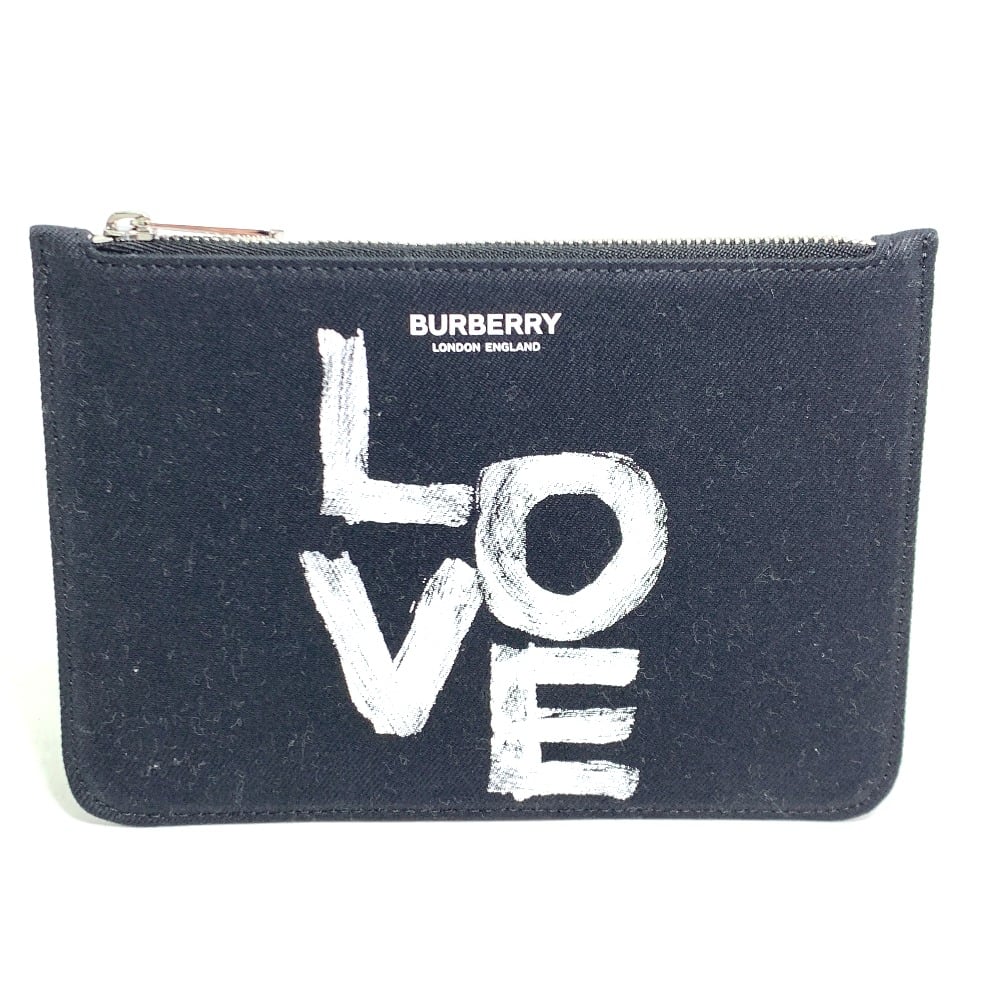 Burberry UNUSED BURBERRY Makeup Cosmetics Pouch LOVE coin purse Clutch bag Black/White