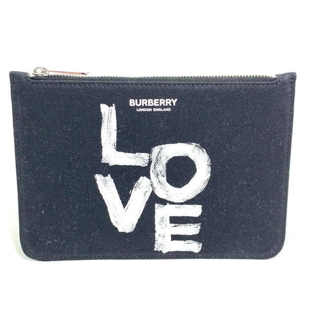 Burberry UNUSED BURBERRY Makeup Cosmetics Pouch LOVE coin purse Clutch bag Black/White - view 1
