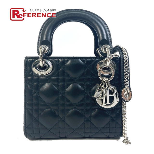 Dior UNUSED CHRISTIAN DIOR Lady Dior Cannage Mini 2WAY Shoulder Bag Leather Black - view 1