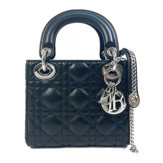 Dior UNUSED CHRISTIAN DIOR Lady Dior Cannage Mini 2WAY Shoulder Bag Leather Black - view 2
