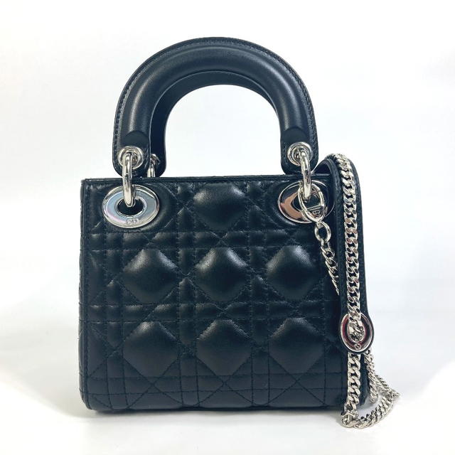Dior UNUSED CHRISTIAN DIOR Lady Dior Cannage Mini 2WAY Shoulder Bag Leather Black - view 3