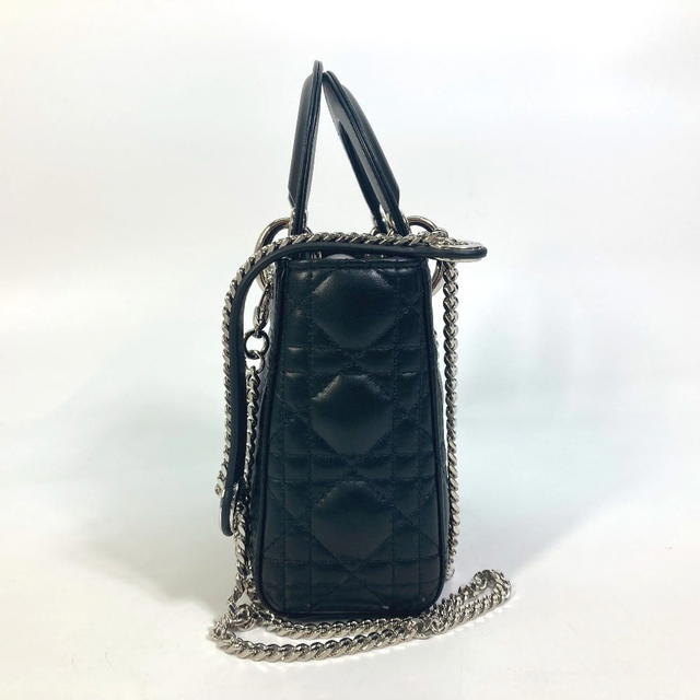 Dior UNUSED CHRISTIAN DIOR Lady Dior Cannage Mini 2WAY Shoulder Bag Leather Black - view 5