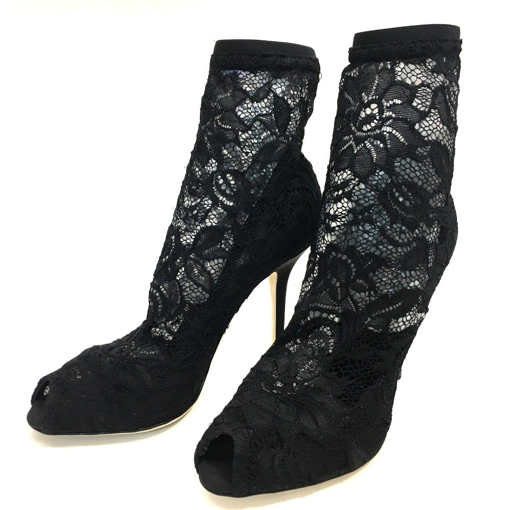 Dolce & Gabbana UNUSED DOLCE&GABBANA CT0077 A5875 8B956 Open toe Pumps Sock Boots Heels Black