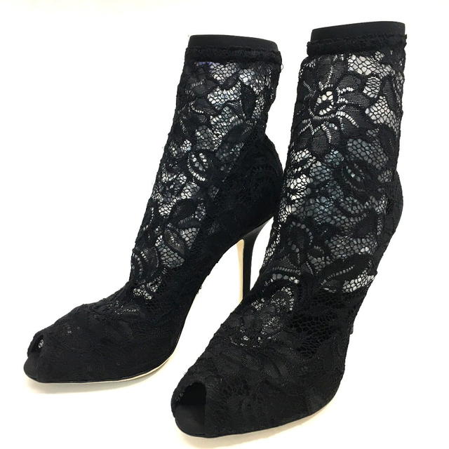 Dolce & Gabbana UNUSED DOLCE&GABBANA CT0077 A5875 8B956 Open toe Pumps Sock Boots Heels Black - view 1