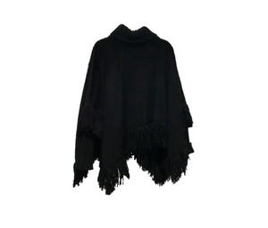 Buy UNUSED DOLCE&GABBANA F0O02T FU3L2 Apparel Turtleneck fringe Poncho Black at Sasom – Authentic and Ready to Ship