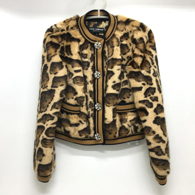 Dolce & Gabbana UNUSED DOLCE&GABBANA F28JLZ Leopard Faux fur Blouson Jacket Brown - view 1