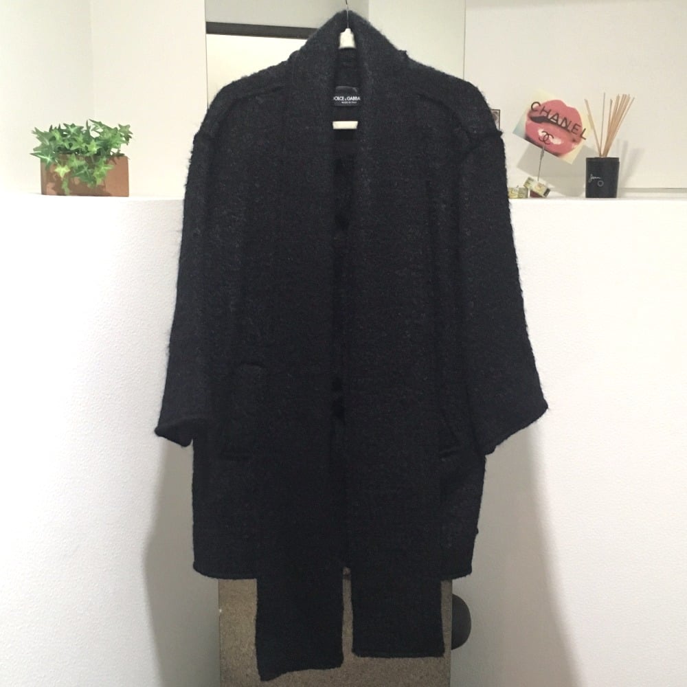 Dolce & Gabbana UNUSED DOLCE&GABBANA Long Coat with Muffler Outer Black F0O07T