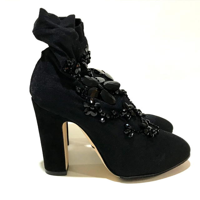 Dolce & Gabbana UNUSED DOLCE&GABBANA Socks Boots Flower motif Ankle Boots Black - view 3