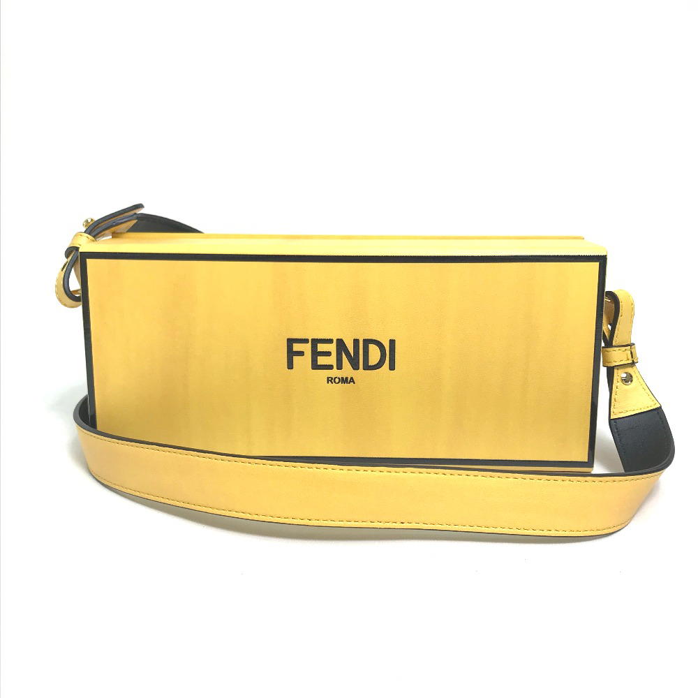 Fendi Unused FENDI 7VA520 logo BOX type Shoulder Bag Cross body Leather Yellow/Black