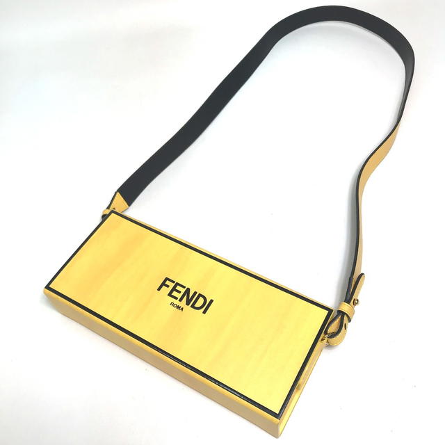 Fendi Unused FENDI 7VA520 logo BOX type Shoulder Bag Cross body Leather Yellow/Black - view 5