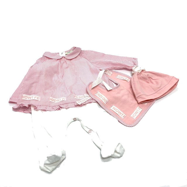 Fendi UNUSED FENDI stripe Fendi Kids Baby rompers bib hat set cotton pink - view 1