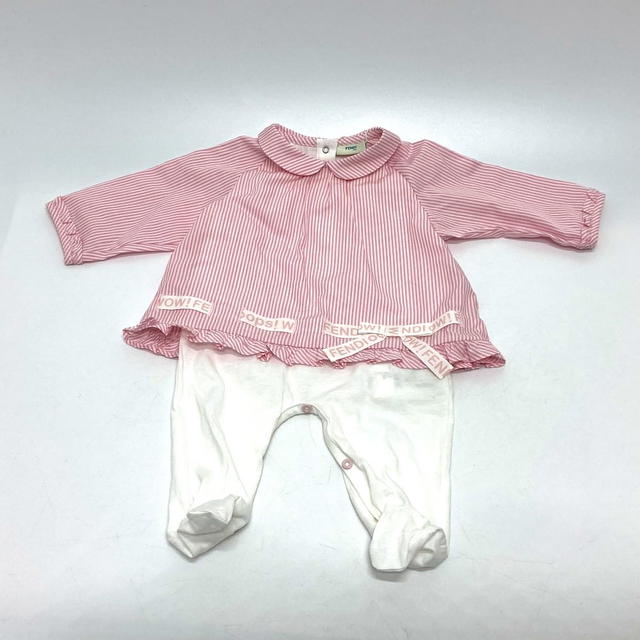 Fendi UNUSED FENDI stripe Fendi Kids Baby rompers bib hat set cotton pink - view 2