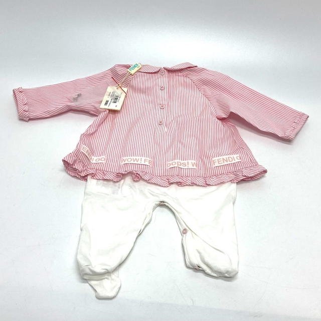 Fendi UNUSED FENDI stripe Fendi Kids Baby rompers bib hat set cotton pink - view 3