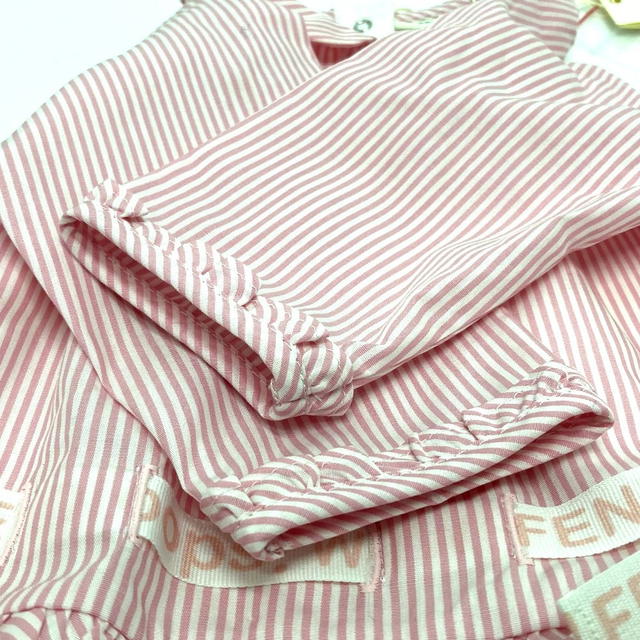 Fendi UNUSED FENDI stripe Fendi Kids Baby rompers bib hat set cotton pink - view 5