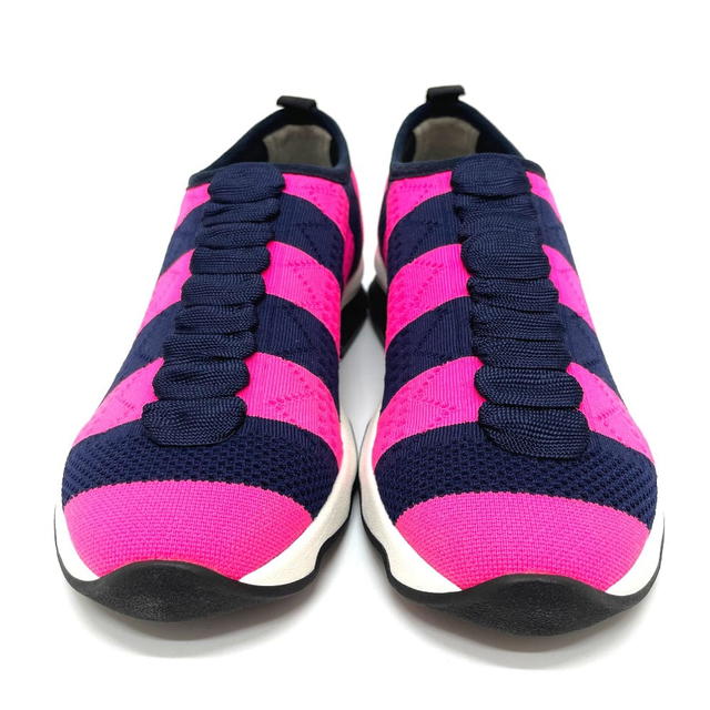 Fendi UNUSED FENDI Tripe border Mesh Low Cut Sports Sneakers Navy x Pink - view 2