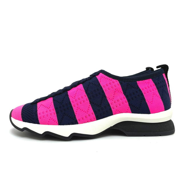 Fendi UNUSED FENDI Tripe border Mesh Low Cut Sports Sneakers Navy x Pink - view 3