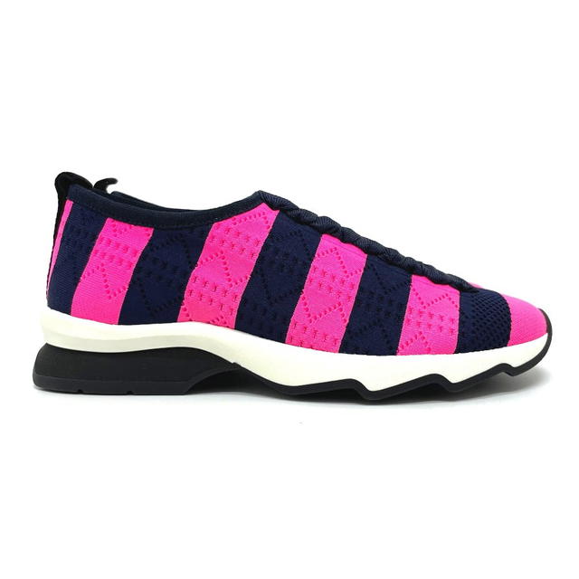 Fendi UNUSED FENDI Tripe border Mesh Low Cut Sports Sneakers Navy x Pink - view 4