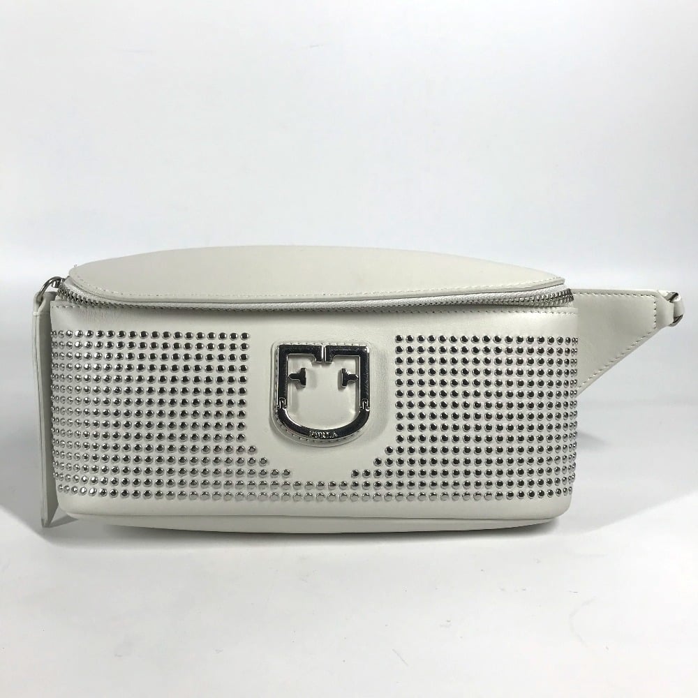 Furla UNUSED Furla Studs Isola Chain Waist Pouch Bodybag White Leather