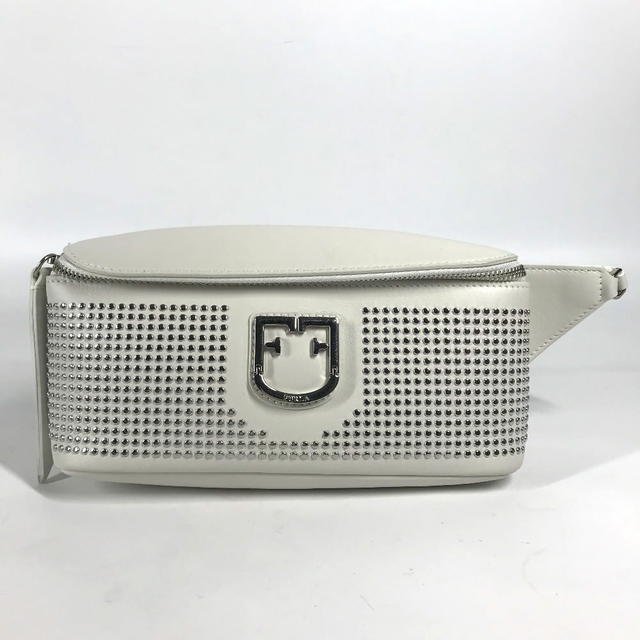 Furla UNUSED Furla Studs Isola Chain Waist Pouch Bodybag White Leather - view 1