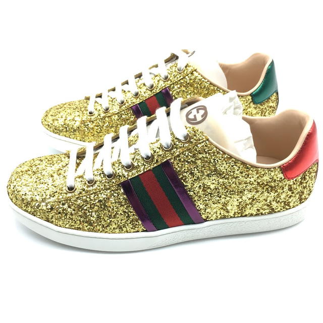 Gucci UNUSED GUCCI 475610 Sherry line Ace gold Sequins Shoes Sneakers Canvas Gold - view 3