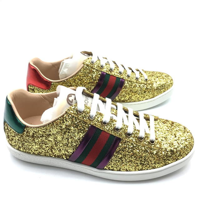 Gucci UNUSED GUCCI 475610 Sherry line Ace gold Sequins Shoes Sneakers Canvas Gold - view 4