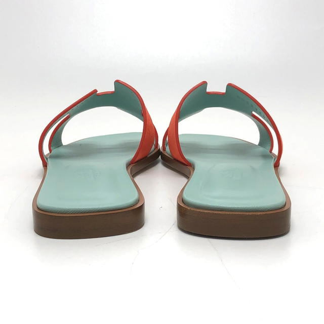Hermes UNUSED HERMES H logo Oasis Mules Sandals Leather / suede Orange - view 3