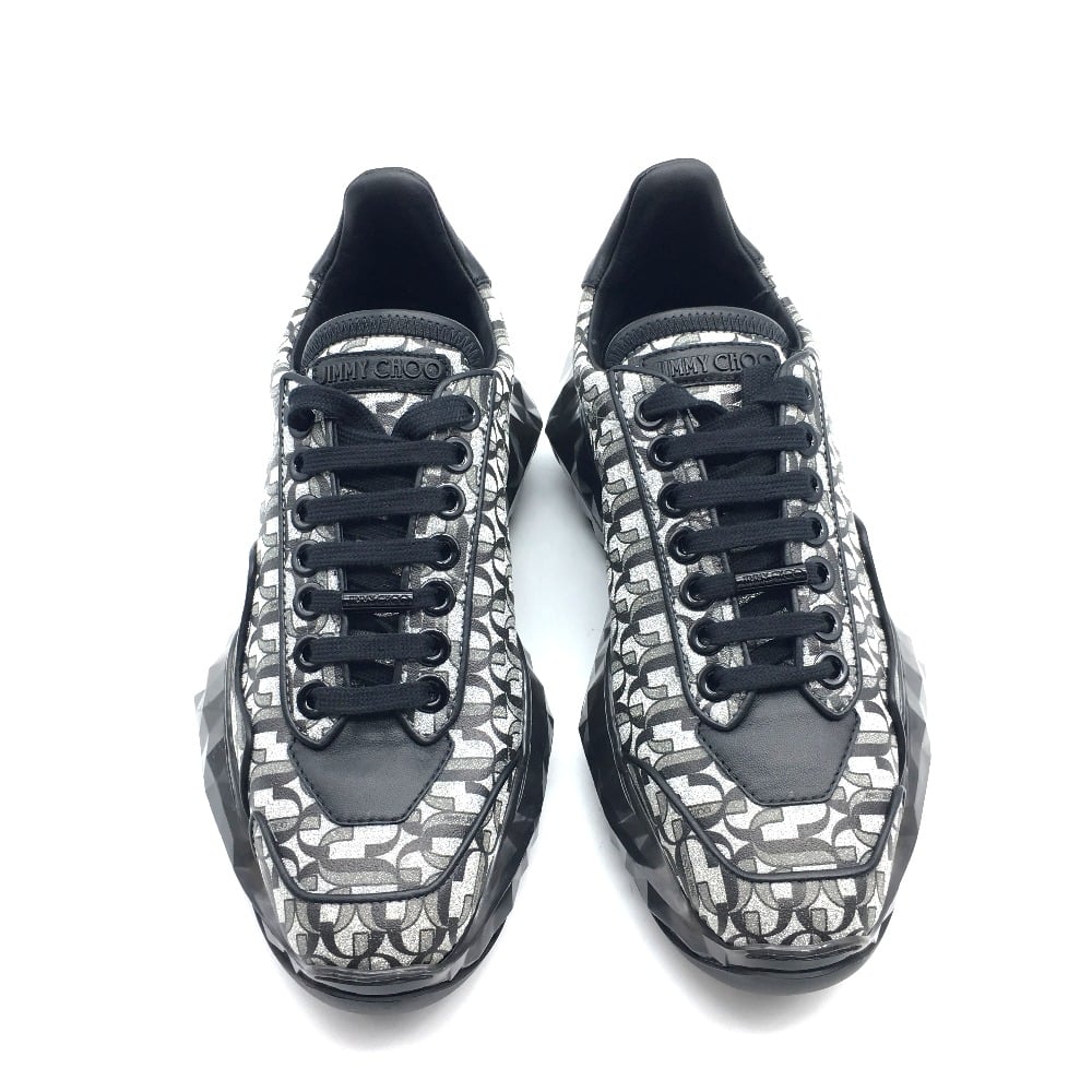 Jimmy Choo UNUSED Jimmy Choo Diamond 20SS 193 Shoes Sneakers Leather Silver x Black
