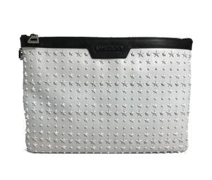 Buy UNUSED JIMMY CHOO Star studs DEREK Clutch bag White x Black Leather at Sasom – Authentic and Ready to Ship