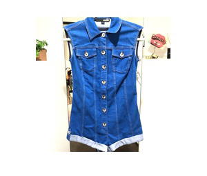 Buy UNUSED MOSCHINO Sleeveless Denim Jumpsuit Romper Blue at Sasom – Authentic and Ready to Ship