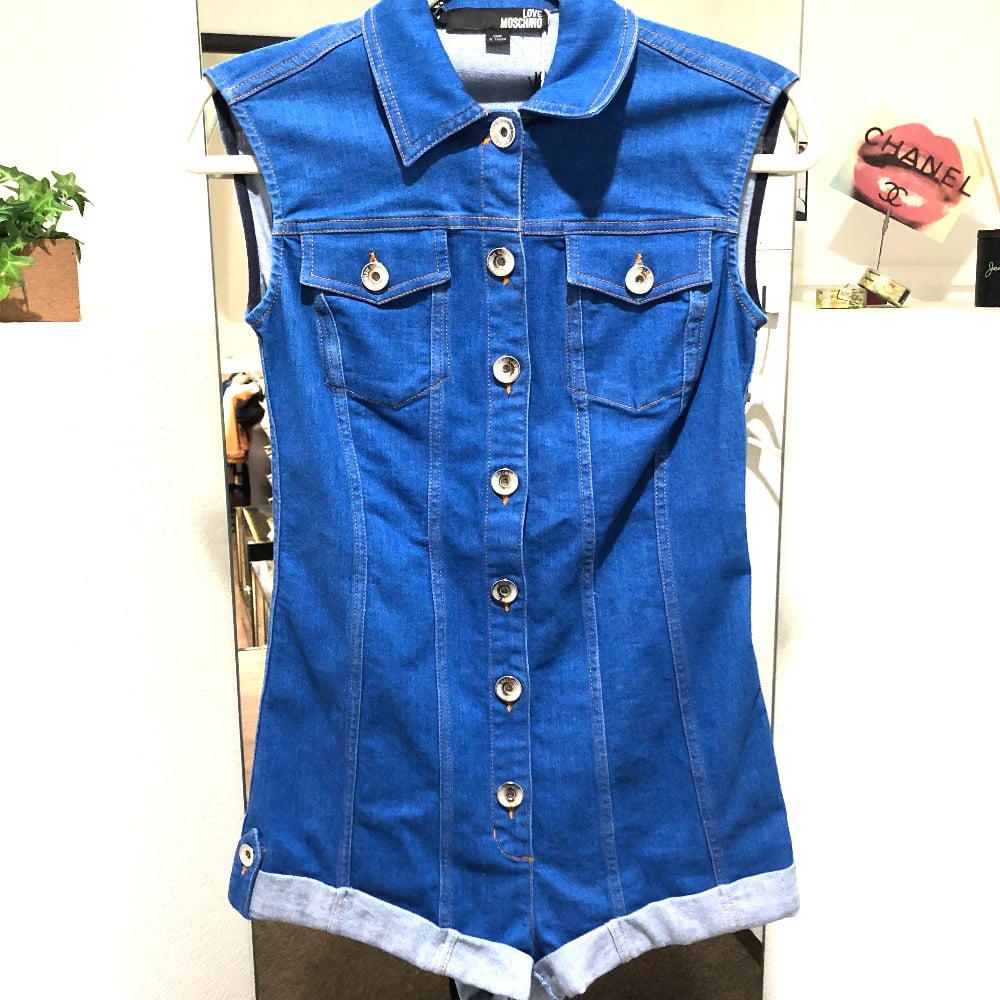 Moschino UNUSED MOSCHINO Sleeveless Denim Jumpsuit Romper Blue