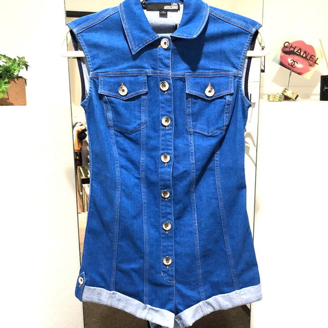 Moschino UNUSED MOSCHINO Sleeveless Denim Jumpsuit Romper Blue - view 1