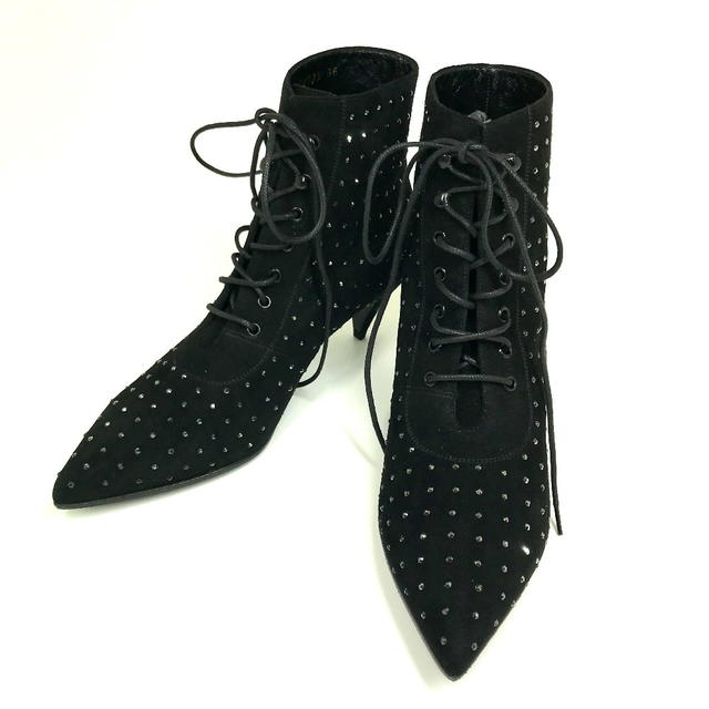 Saint Laurent UNUSED SAINT LAURENT PARIS 352375 KID SCAMOSCIATO Short Boots Suede / Rhinestone - view 1