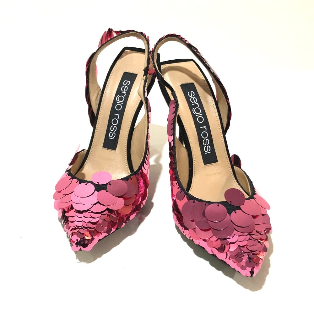 Sergio Rossi UNUSED SERGIO ROSSI Heels Black x pink Sequin A82860