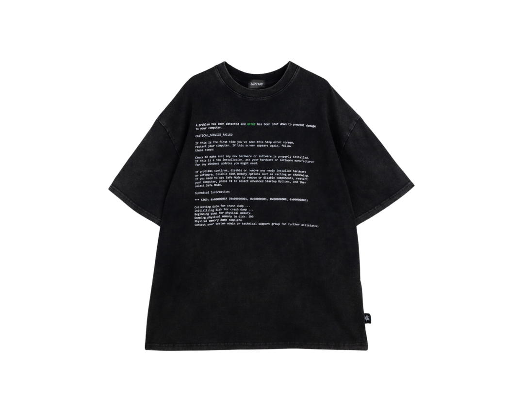 URTHE URTHE Bleached Oversized T-Shirt BLUE SCREEN OF DEATH