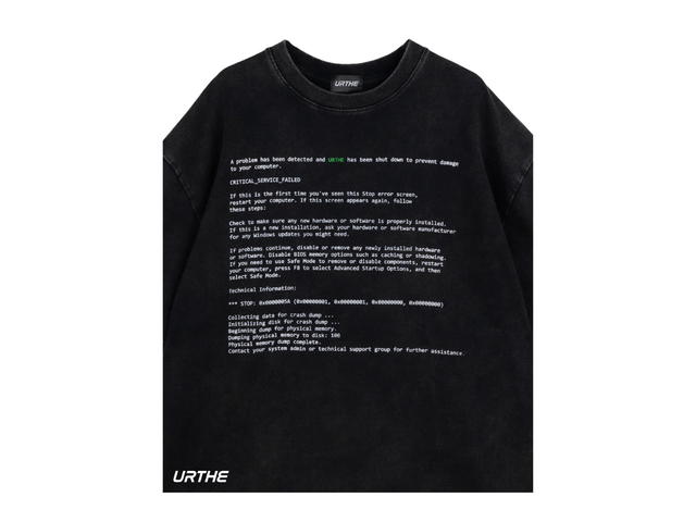 URTHE URTHE Bleached Oversized T-Shirt BLUE SCREEN OF DEATH - view 2