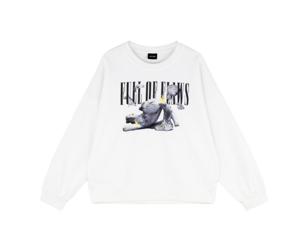 URTHE URTHE Oversized Sweater FULL OF FLAWS White